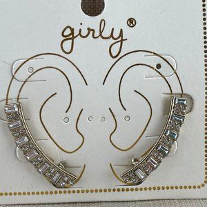 Nordstrom Girly Earrings Gold Tone Crystal accent Fashion Jewelry New